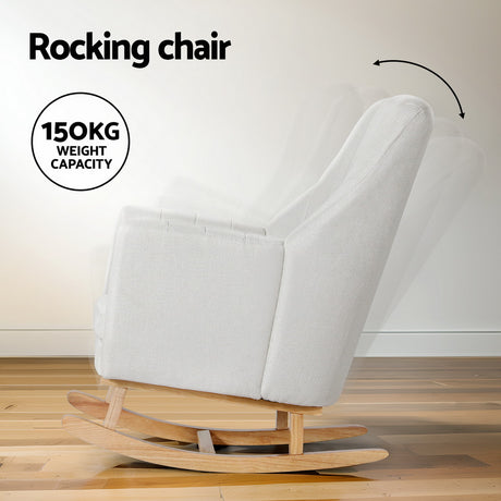 Jonah Linen Rocking Chair in Beige