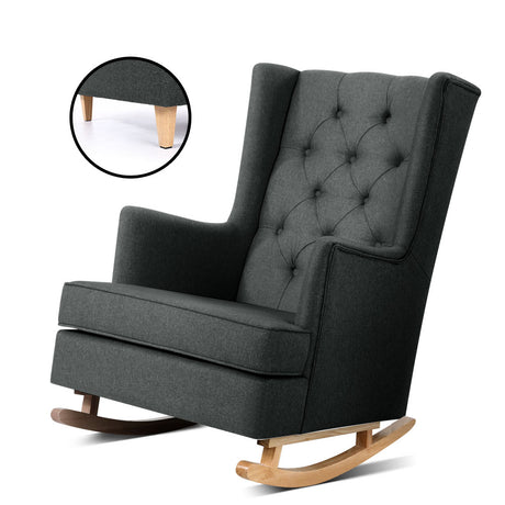 Artiss Gaia Fabric Rocking Chair - Elegant Convertible Design in Multiple Colors