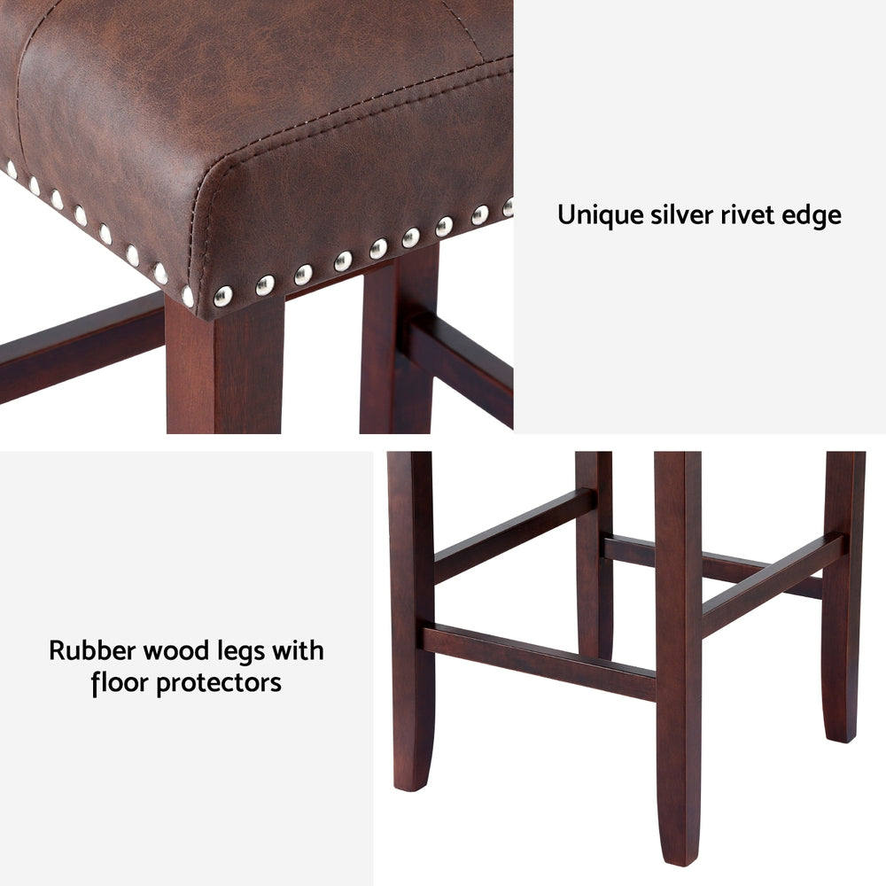Side profile of Artiss tufted bar stool showing wooden frame — Allure Home Collections