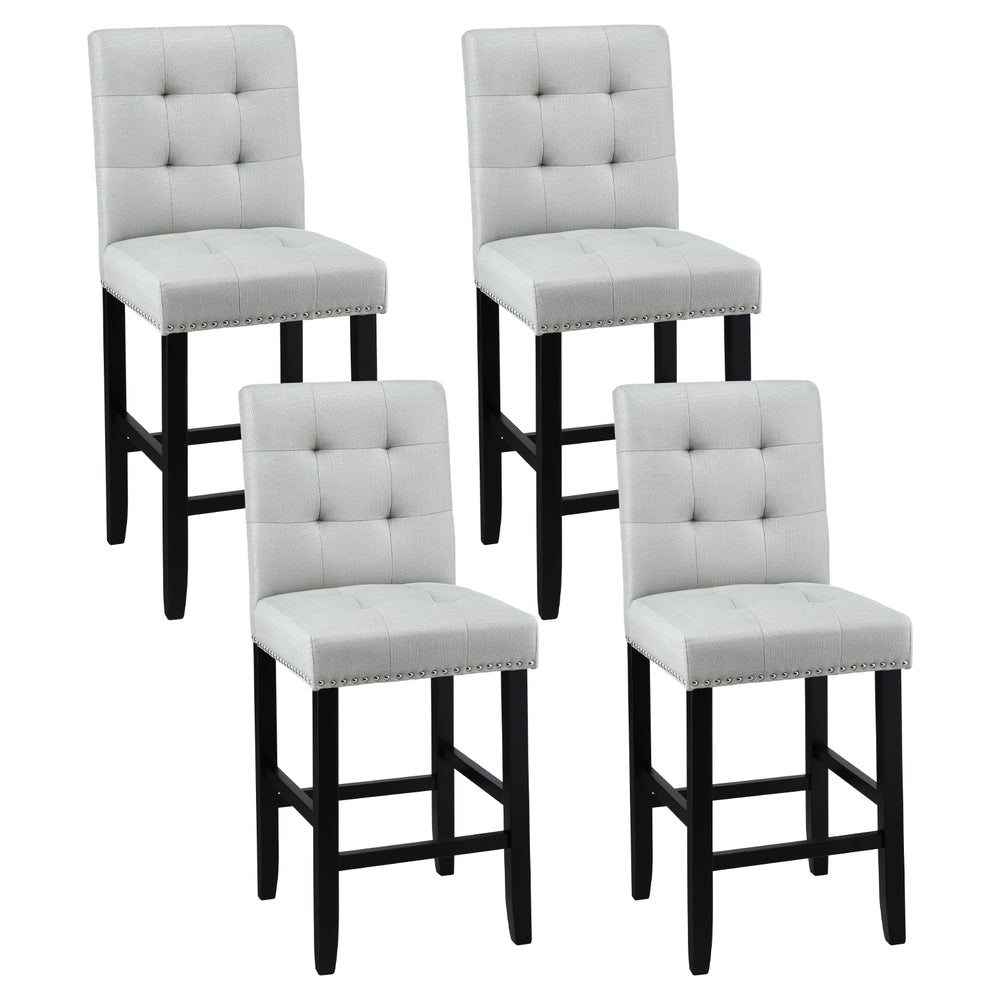 Artiss bar stool tufted seat and silver rivet trim detail close-up — Allure Home Collections