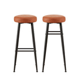 Pair of Artiss brown PU leather round bar stools in contemporary kitchen — Allure Home Collections
