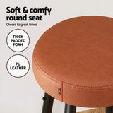 Set of 4 Artiss brown round bar stools at kitchen island — Allure Home Collections