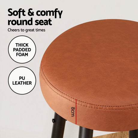 Set of 4 Artiss brown round bar stools at kitchen island — Allure Home Collections