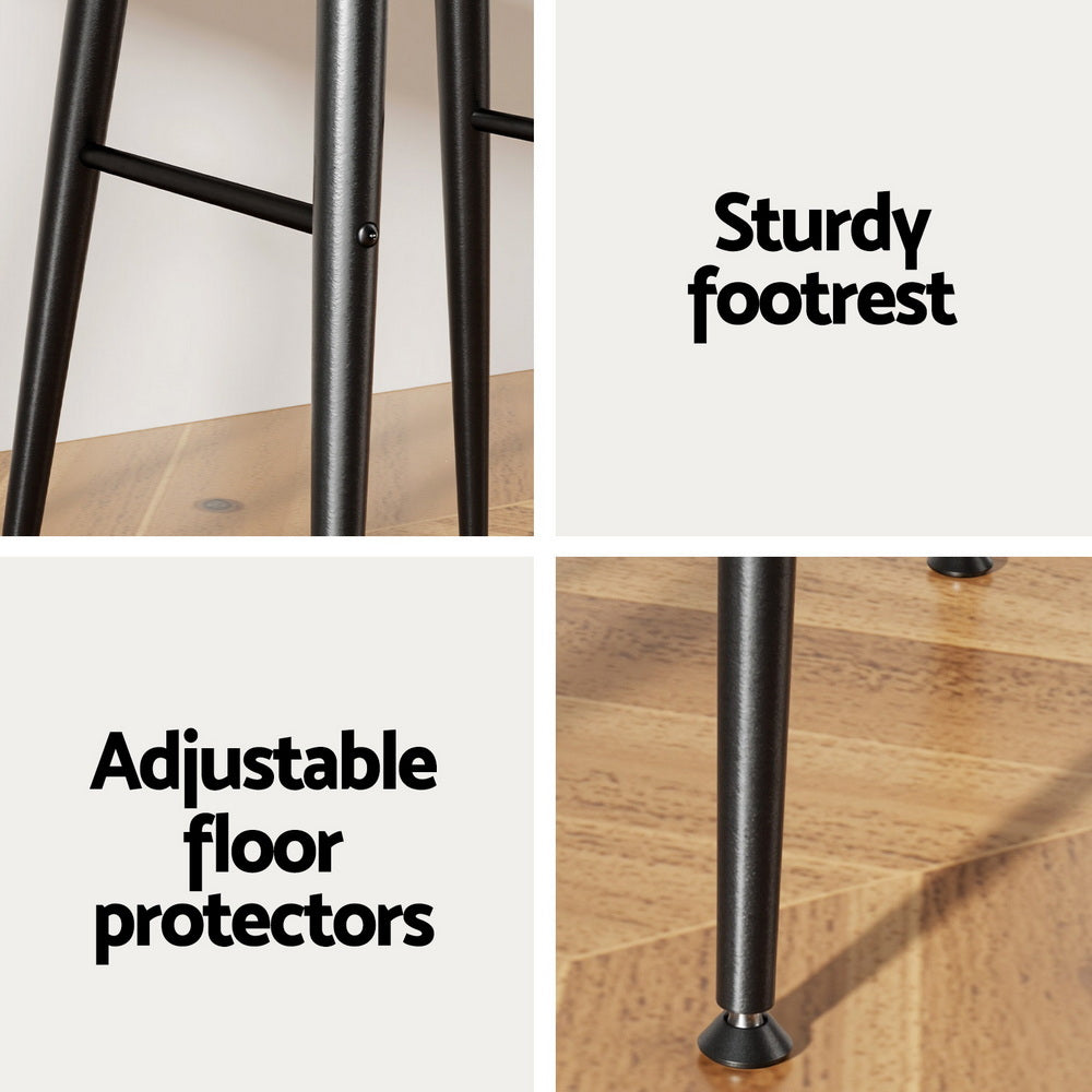 Side profile of Artiss brown round bar stool showing backless seat — Allure Home Collections