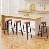 Artiss brown PU leather round bar stool seat close-up — Allure Home Collections
