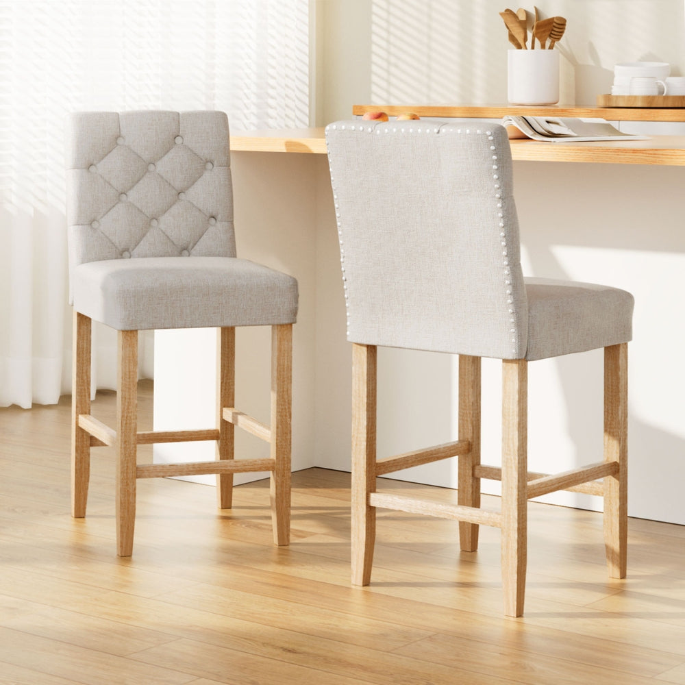 Artiss elegant linen upholstered bar stools set of 2 — Allure Home Collections