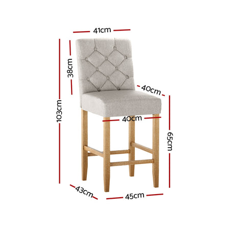 Artiss linen bar stool neutral linen fabric seat and frame detail — Allure Home Collections