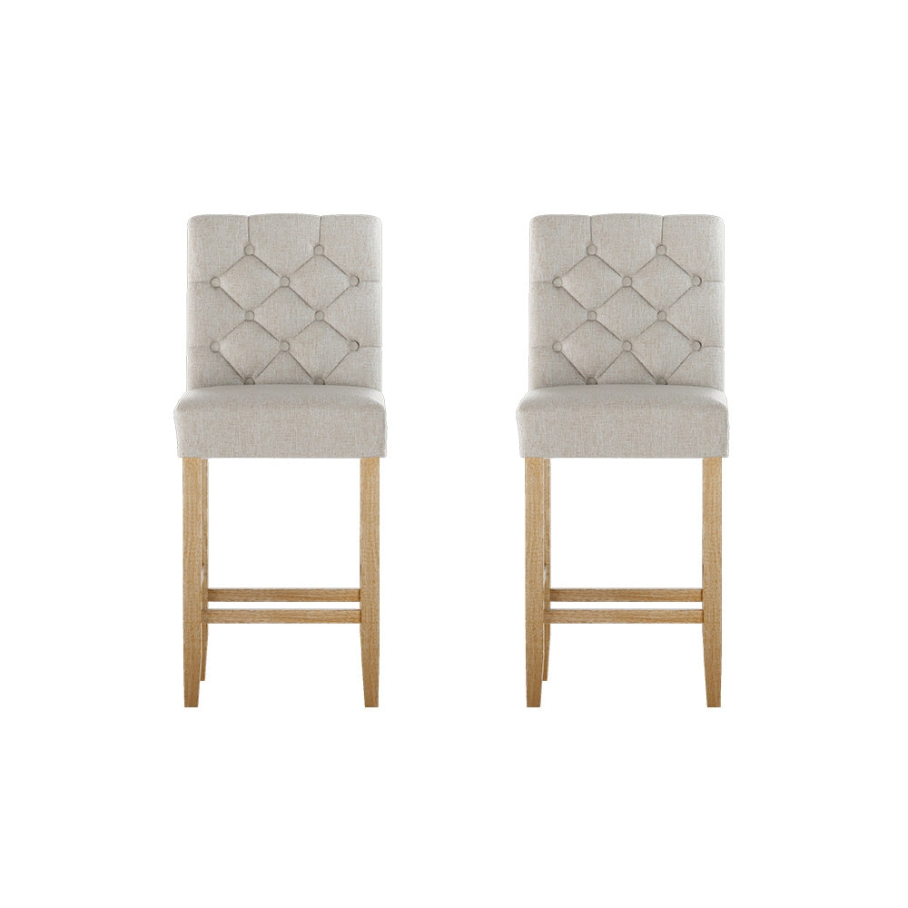 Two Artiss linen upholstered bar stools at kitchen counter — Allure Home Collections