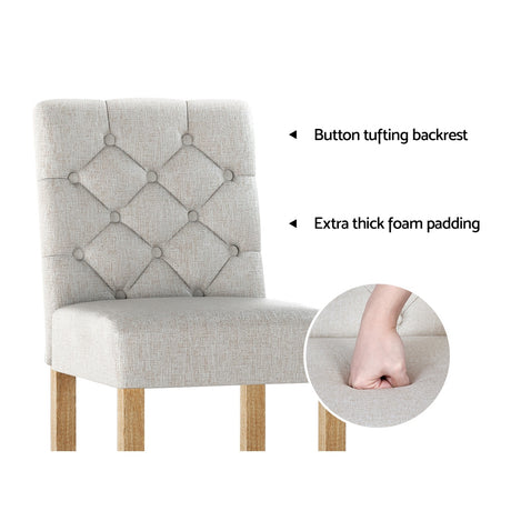 Artiss linen bar stool seat close-up showing neutral fabric — Allure Home Collections