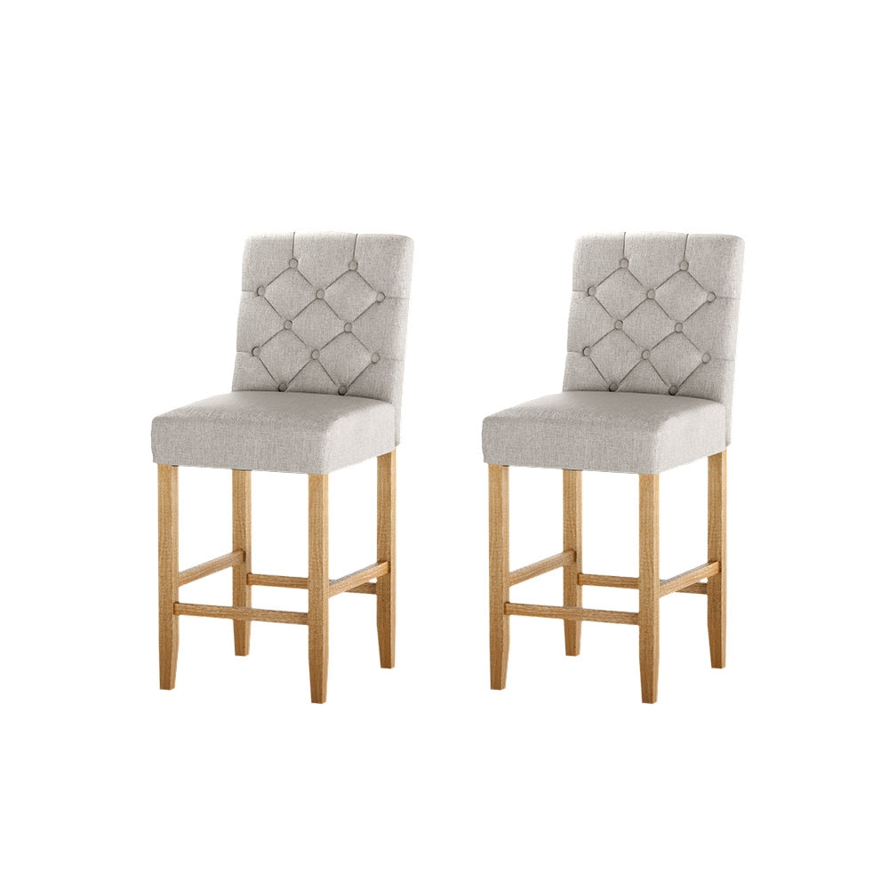 Artiss linen upholstered bar stool footrest and base detail — Allure Home Collections