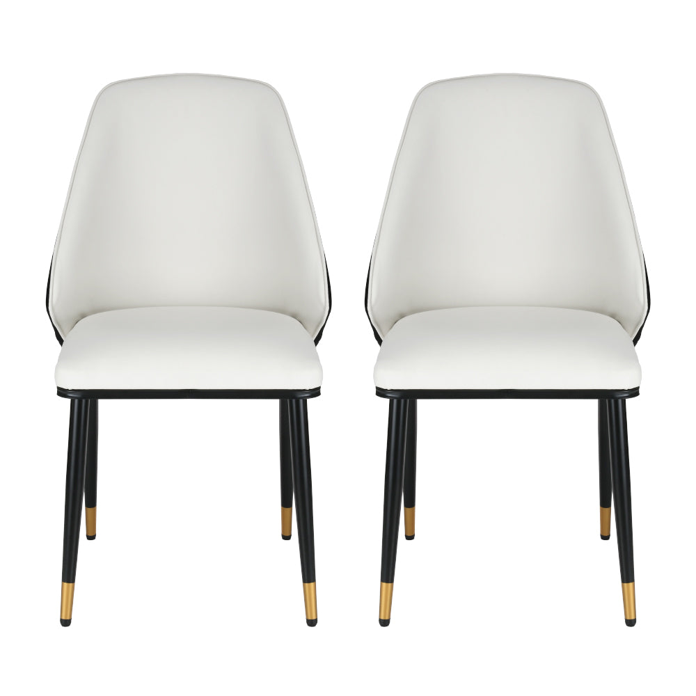 Two Artiss beige and black dining chairs at dining table — Allure Home Collections