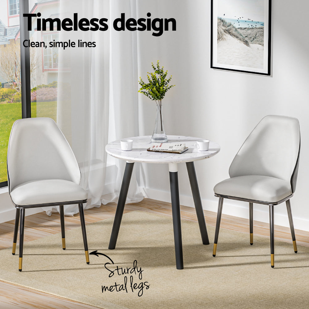 Side profile of Artiss dining chair showing beige seat and black frame — Allure Home Collections