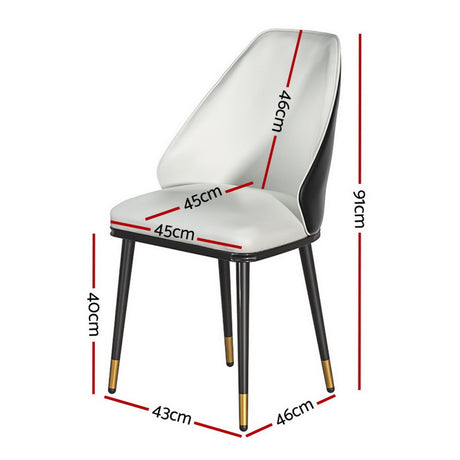 Artiss Beige and Black PU Leather Dining Chairs — Set of 4 — Allure Home Collections