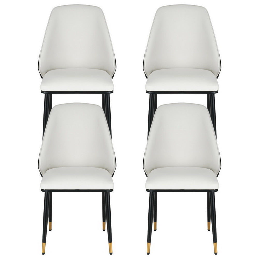 Artiss Beige and Black PU Leather Dining Chairs — Set of 4 — Allure Home Collections