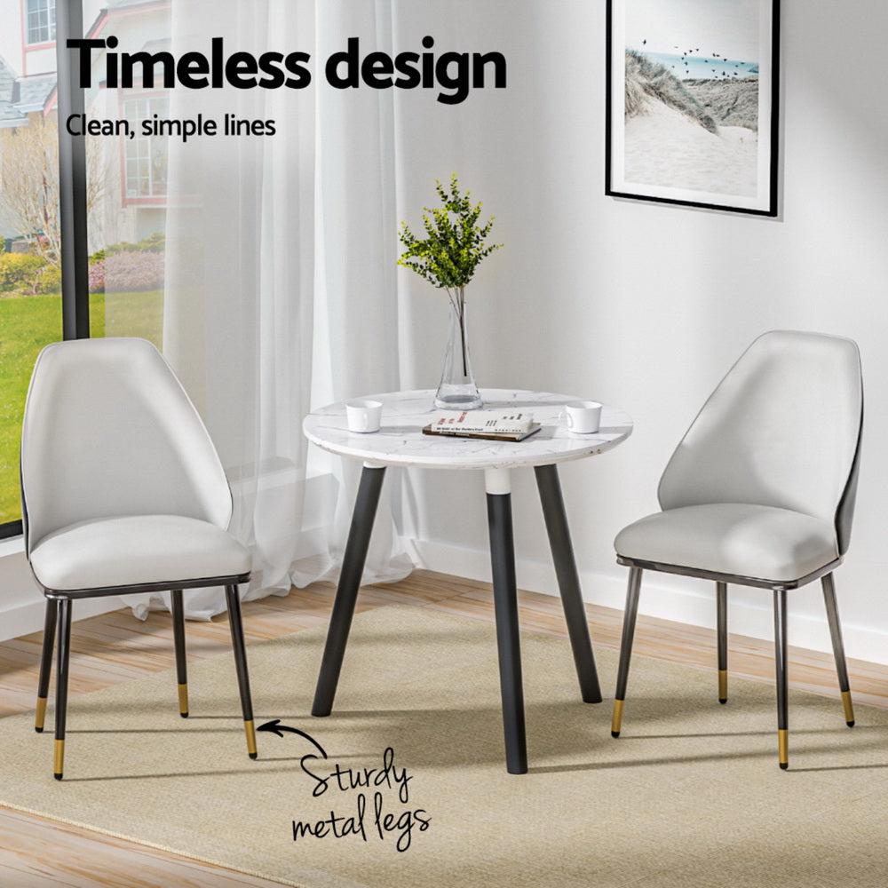 Artiss Beige and Black PU Leather Dining Chairs — Set of 4 — Allure Home Collections