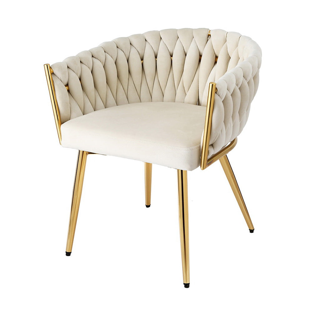 Artiss Velvet Weaving Armchair Dining Chair — Single, Multiple Colours — Allure Home Collections