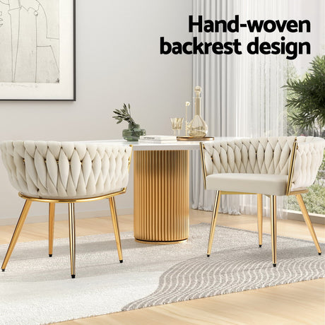 Artiss Velvet Armchair Dining Chairs — Set of 4, Beige, Black or Grey — Allure Home Collections
