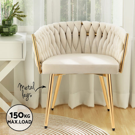 Artiss Velvet Armchair Dining Chairs — Set of 4, Beige, Black or Grey — Allure Home Collections
