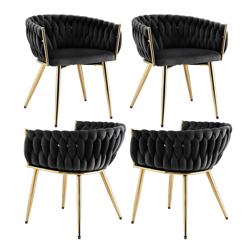 Artiss Velvet Armchair Dining Chairs — Set of 4, Beige, Black or Grey — Allure Home Collections