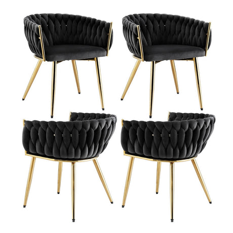 Artiss Velvet Armchair Dining Chairs — Set of 4, Beige, Black or Grey — Allure Home Collections