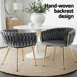 Artiss Velvet Weaving Armchair Dining Chair — Single, Multiple Colours — Allure Home Collections