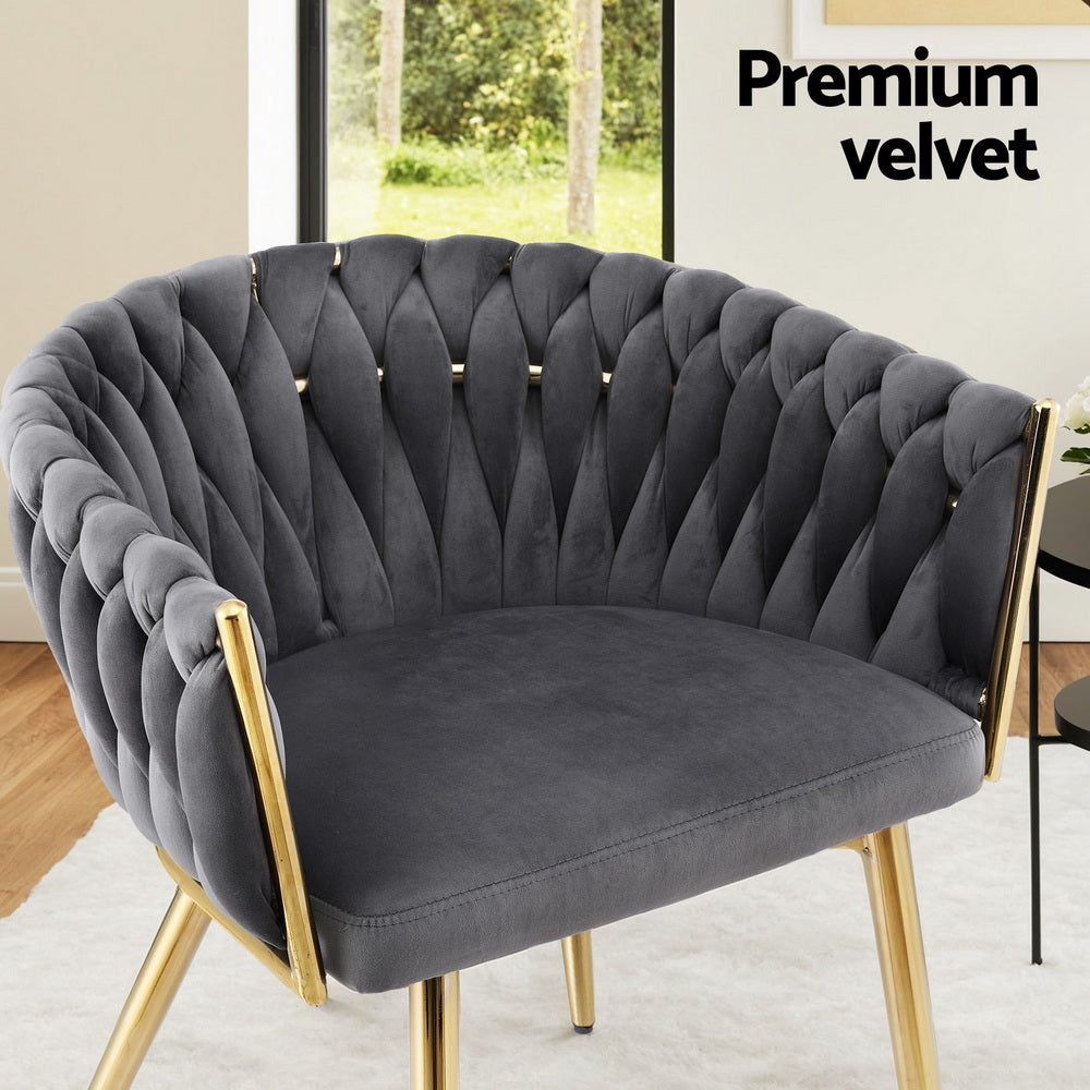 Artiss Velvet Weaving Armchair Dining Chair — Single, Multiple Colours — Allure Home Collections