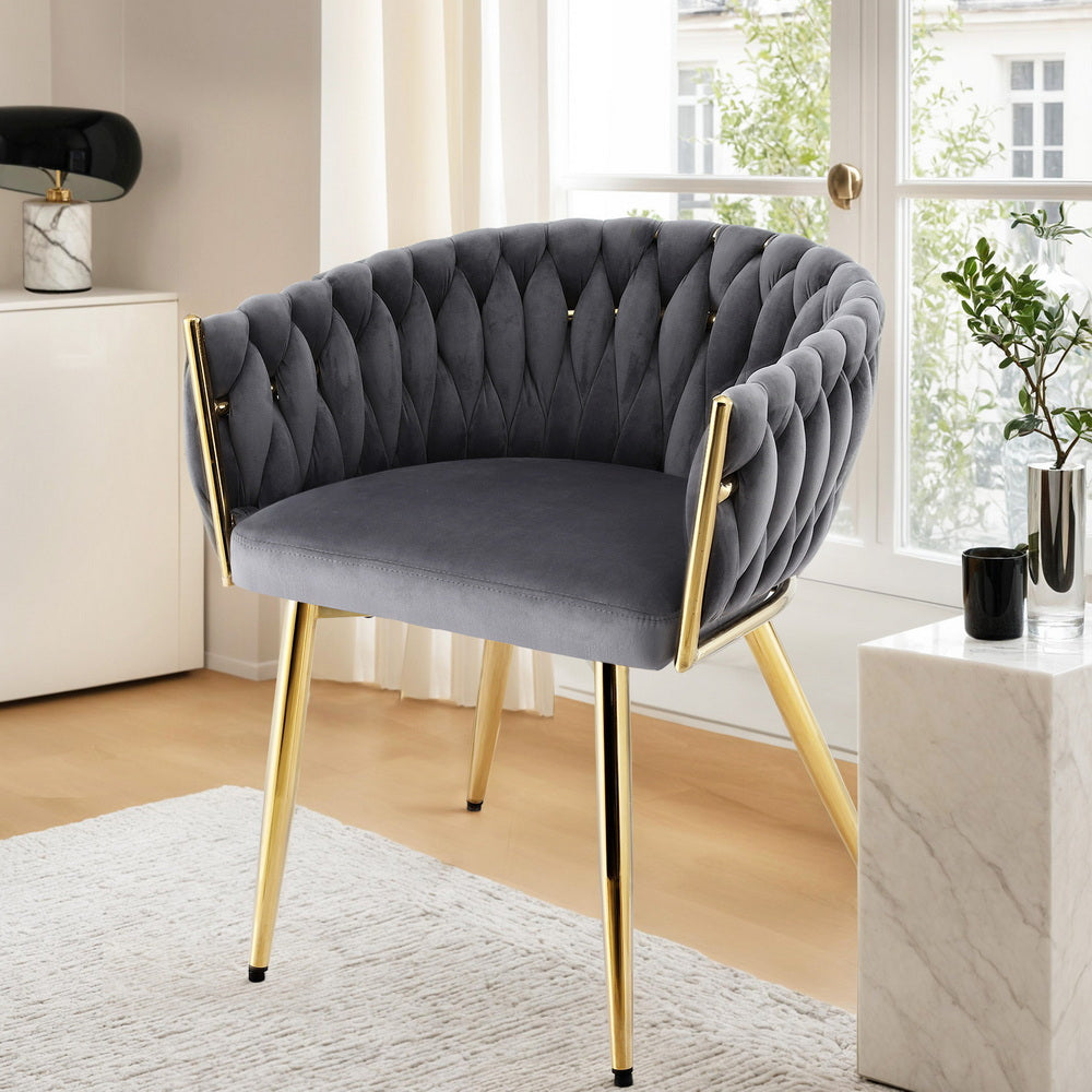 Artiss Velvet Weaving Armchair Dining Chair — Single, Multiple Colours — Allure Home Collections