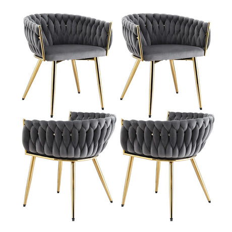 Artiss Velvet Armchair Dining Chairs — Set of 4, Beige, Black or Grey — Allure Home Collections