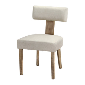 Cherryville beige linen dining chairs with rubber wood frame in a dining room