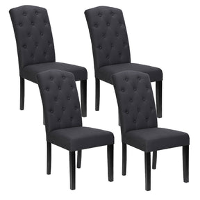 Mylor dark grey linen parsons dining chairs with solid wood frame in a dining room