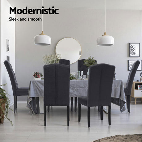 Artiss Dansk Dark Grey Linen Parsons Dining Chairs — Set of 4 — Allure Home Collections