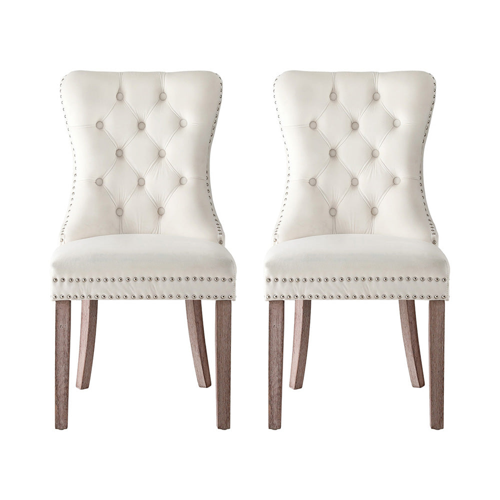 Artiss PU Leather Button-Tufted Dining Chairs — Set of 2, Black, Beige or Grey — Allure Home Collections