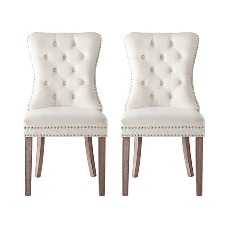 Artiss PU Leather Button-Tufted Dining Chairs — Set of 2, Black, Beige or Grey — Allure Home Collections