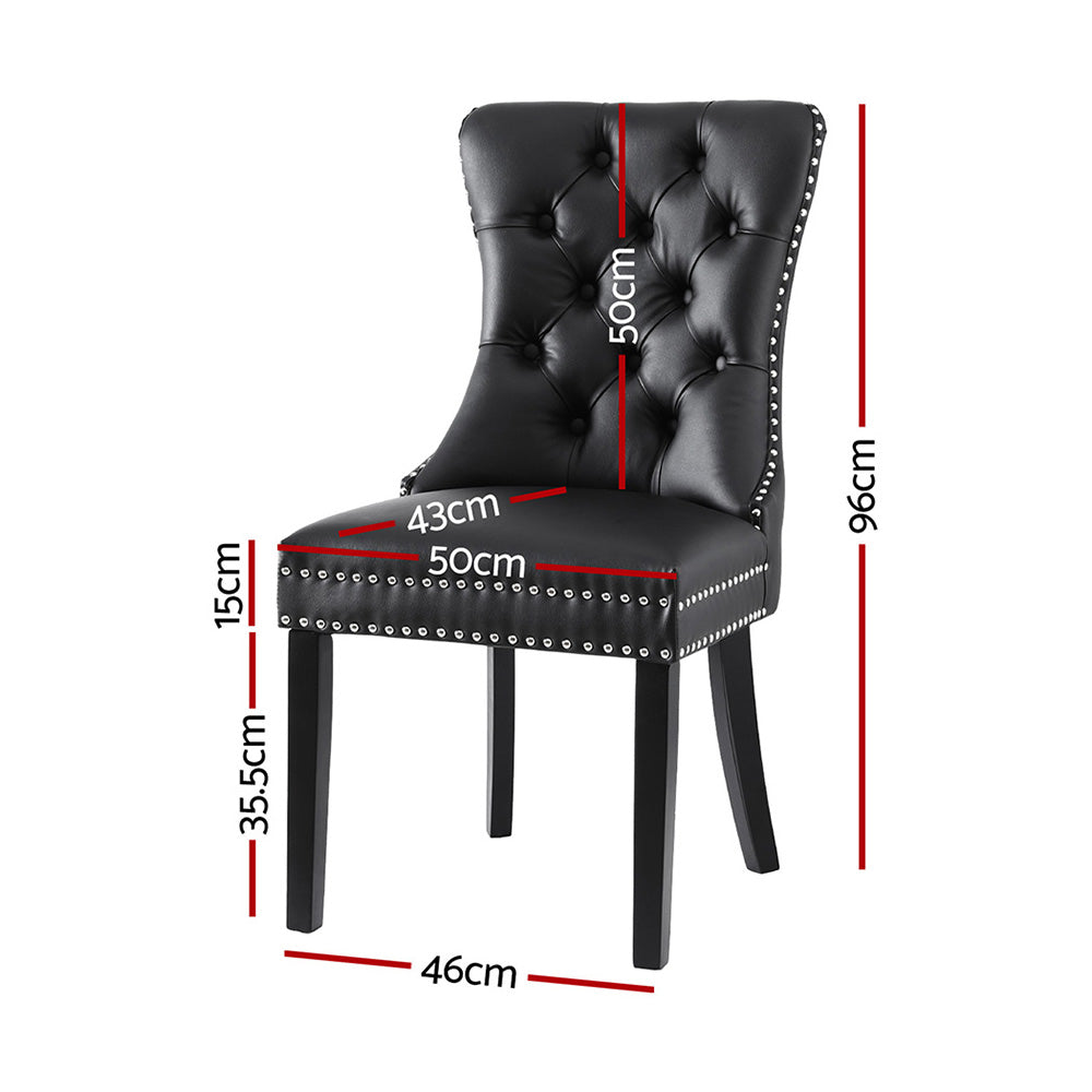 Artiss PU Leather Button-Tufted Dining Chairs — Set of 2, Black, Beige or Grey — Allure Home Collections