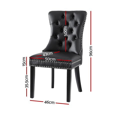 Artiss PU Leather Button-Tufted Dining Chairs — Set of 2, Black, Beige or Grey — Allure Home Collections