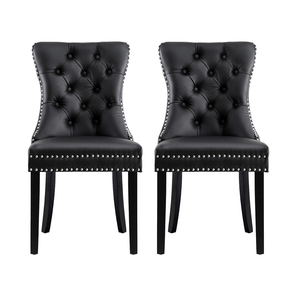 Artiss PU Leather Button-Tufted Dining Chairs — Set of 2, Black, Beige or Grey — Allure Home Collections