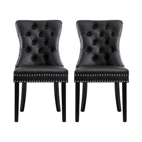 Artiss PU Leather Button-Tufted Dining Chairs — Set of 2, Black, Beige or Grey — Allure Home Collections