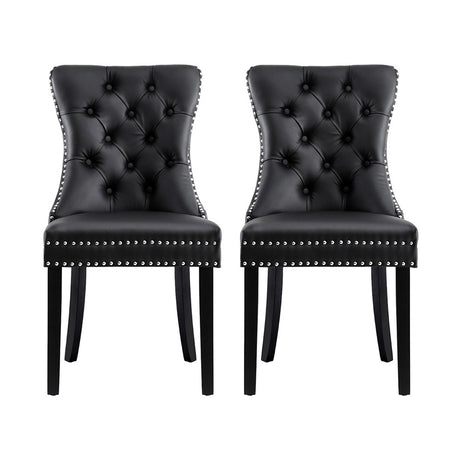Artiss PU Leather Button-Tufted Dining Chairs — Set of 2, Black, Beige or Grey — Allure Home Collections