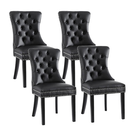 Artiss Black PU Leather Button-Tufted Dining Chairs — Set of 4 — Allure Home Collections