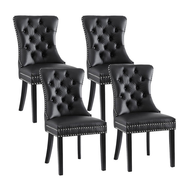 Artiss Black PU Leather Button-Tufted Dining Chairs — Set of 4 — Allure Home Collections
