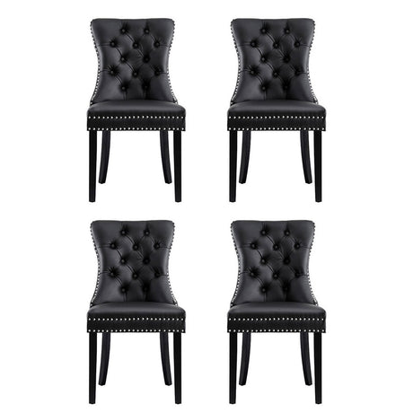 Artiss Black PU Leather Button-Tufted Dining Chairs — Set of 4 — Allure Home Collections