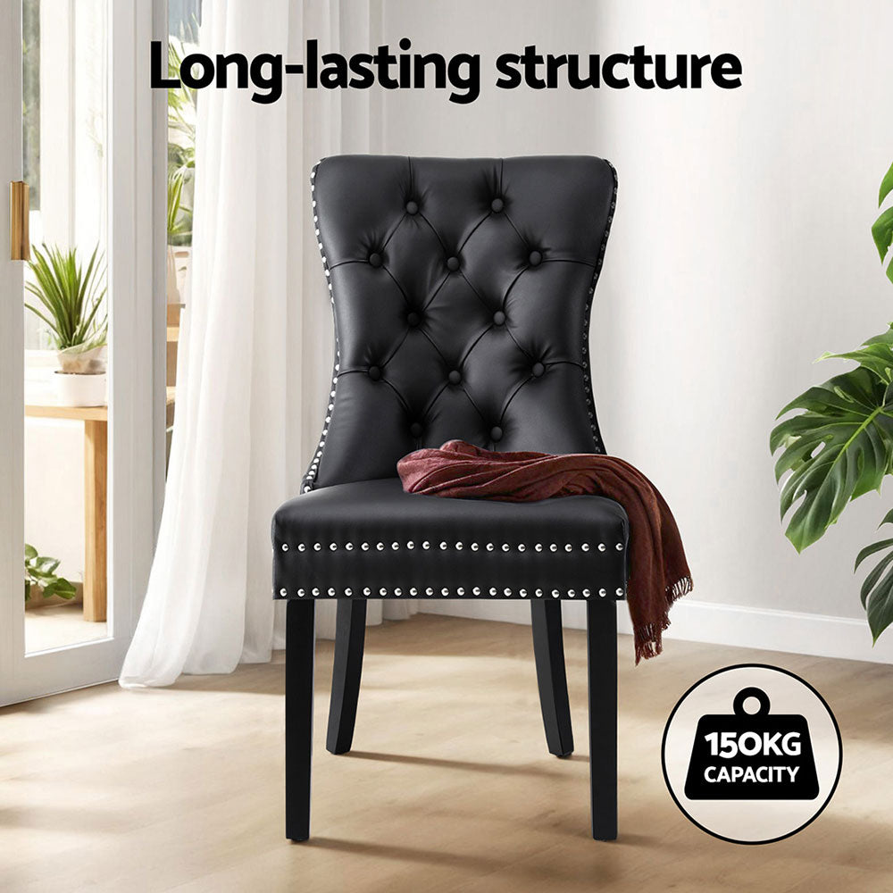 Artiss Black PU Leather Button-Tufted Dining Chairs — Set of 4 — Allure Home Collections