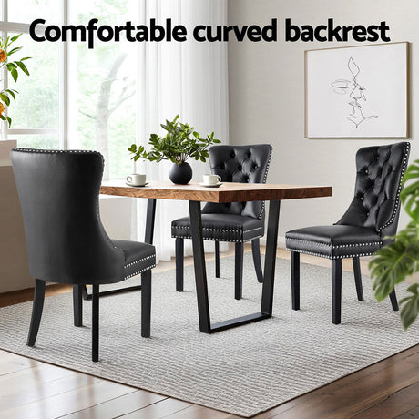 Artiss Black PU Leather Button-Tufted Dining Chairs — Set of 4 — Allure Home Collections