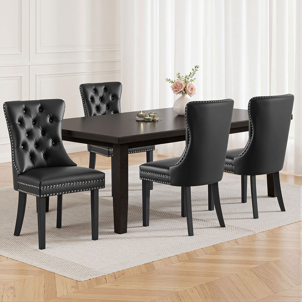 Artiss Black PU Leather Button-Tufted Dining Chairs — Set of 4 — Allure Home Collections