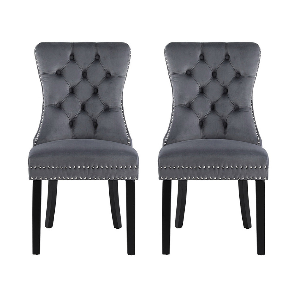 Artiss PU Leather Button-Tufted Dining Chairs — Set of 2, Black, Beige or Grey — Allure Home Collections