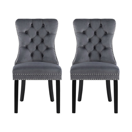 Artiss PU Leather Button-Tufted Dining Chairs — Set of 2, Black, Beige or Grey — Allure Home Collections