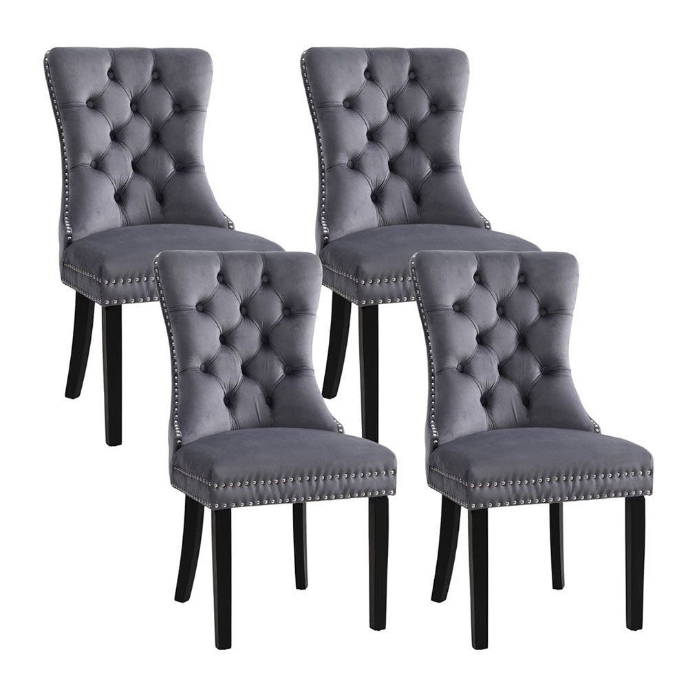 Artiss Grey Velvet Button-Tufted Dining Chairs — Set of 4, Grey or Beige — Allure Home Collections