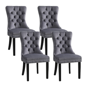 Artiss Grey Velvet Button-Tufted Dining Chairs — Set of 4, Grey or Beige — Allure Home Collections