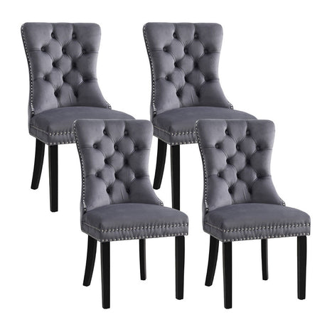 Artiss Grey Velvet Button-Tufted Dining Chairs — Set of 4, Grey or Beige — Allure Home Collections