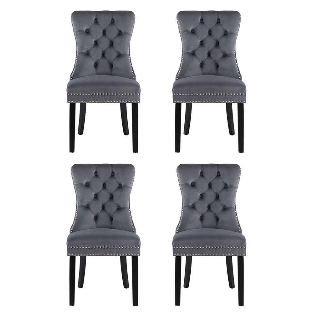 Artiss Grey Velvet Button-Tufted Dining Chairs — Set of 4, Grey or Beige — Allure Home Collections